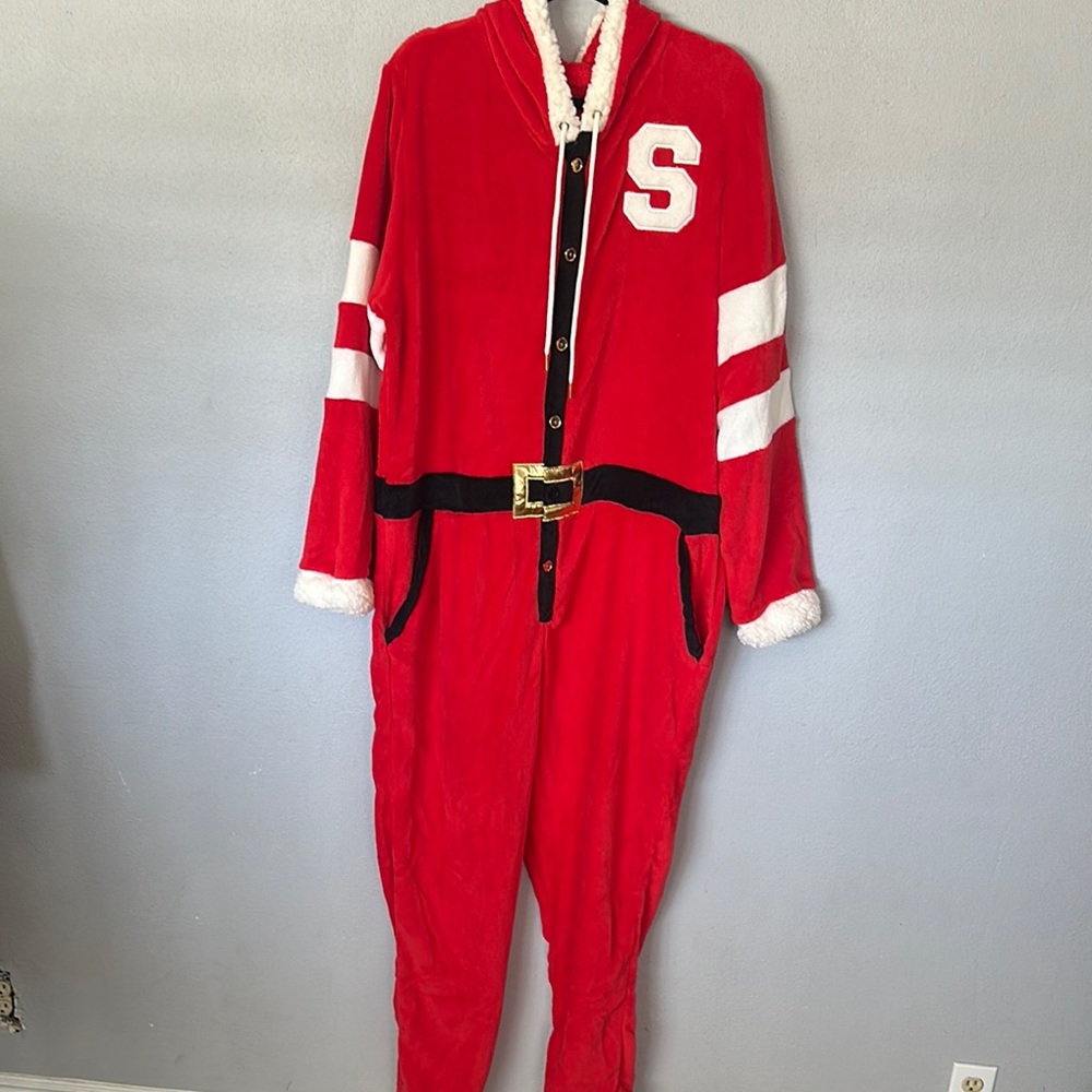 Adult Red Santa-Style Pajamas Onesie 3XL